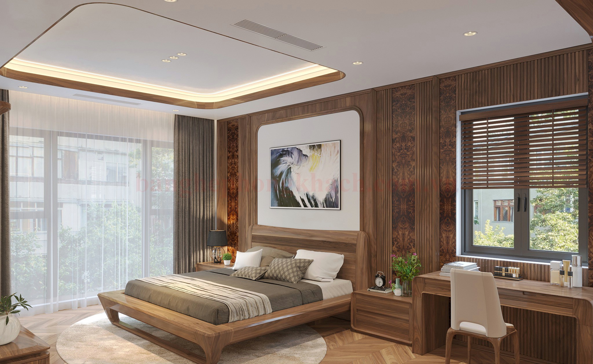 Phòng ngủ màu trầm thiết kế sang trọng